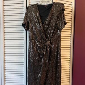Sequin Wrap Midi Dress